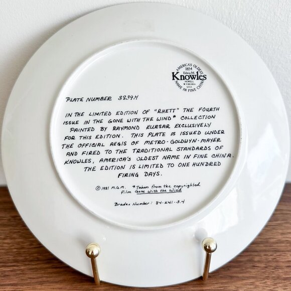 1981 Rhett Collector Plate | Gone with the Wind Vintage Movie Art - Picture 6 of 7